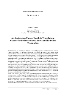 An Andalusian view of death in translation: ‘Clamor’ by Federico García Lorca and its Polish translation