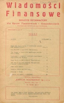 Wiadomości Finansowe : biuletyn informacyjny dla spraw finansowych i gospodarczych. R. 11, nr 1145 (3 czerwiec 1937)