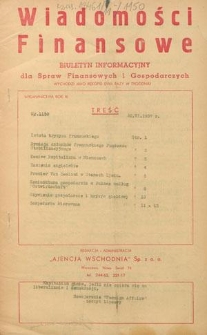 Wiadomości Finansowe : biuletyn informacyjny dla spraw finansowych i gospodarczych. R. 11, nr 1150 (20 czerwiec 1937)