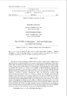 The COVID-19 pandemic – selected difficultiesin child functioning