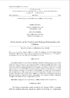 Particularities of the professional helping relationship with children