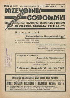 Przewodnik Gospodarski : organ Centralnego Towarzystwa Organizacyj i Kółek Rolniczych R. 6 [29] nr 2 (14 stycznia 1934)