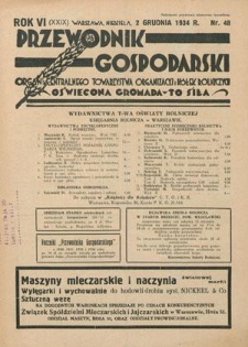 Przewodnik Gospodarski : organ Centralnego Towarzystwa Organizacyj i Kółek Rolniczych R. 6 [29] nr 48 (2 grudnia 1934)