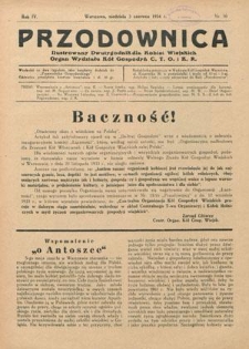 Przodownica : ilustrowany dwutygodnik dla kobiet wiejskich : organ Wydziału Kół Gospodyń C.T.O. i K.R. R. 4!, nr 10 (3 czerwca 1934)