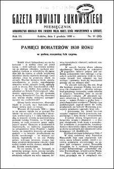 Gazeta Powiatu Łukowskiego / [redaktor odpowiedzialny Józef Pypeć]. R. 3, No 11=29 (grudzień 1930)