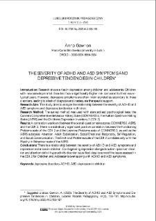 The severity of ADHD and ASD symptoms and depressivetendencies in children