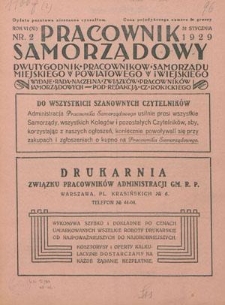 Pracownik Samorządowy : dwutygodnik pracowników samorządu miejskiego, powiatowego i wiejskiego. R. 6=11, nr 2 (31 stycznia 1929)