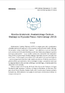 Kronika działalności Akademickiego Centrum Mediacji na Wydziale Prawa i Administracji UMCS