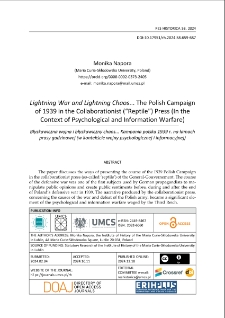 Lightning war and lightning chaos... The Polish Campaign of 1939 in the collaborationist (&ldquo;reptile&rdquo;) press (in the context of psychological and information warfare)
