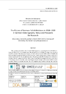 The picture of German-Polish relations in 1938&ndash;1939 in German historiography. Status and prospects for research