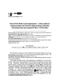 Hans-Ulrich Rudel na Zamojszczyźnie &ndash; pr&oacute;ba ustalenia miejsca pobytu asa lotnictwa szturmowego Luftwaffe i lokalizacji bazy operacyjnej III./SG 2 i 10.(Pz.)/SG 2