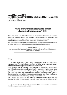 Wojna amerykańsko-hiszpańska na łamach &bdquo;Tygodnika Illustrowanego&rdquo; (1898)