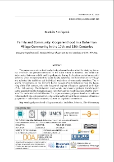 Family and community. Godparenthood in a Bohemian village community in the 17th and 18th Centuries