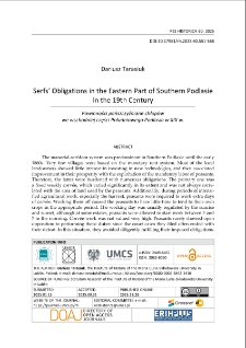 Serfs&rsquo; obligations in the eastern part of southern Podlasie in the 19th Century