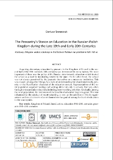 The peasantry&rsquo;s stance on education in the Russian-Polish Kingdom during the late 19th and early 20th Centuries
