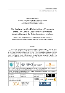 The devil and the afterlife in the light of fragments of the 13th-century cistercian book of miracles from the library of the Cistercian abbey in Kołbacz