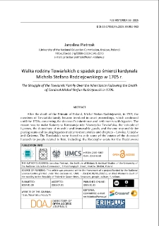 Walka rodziny Towiańskich o spadek po śmierci kardynała Michała Stefana Radziejowskiego w 1705 r.