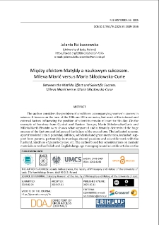 Między efektem Matyldy a naukowym sukcesem. Mileva Miarić versus Maria Skłodowska-Curie