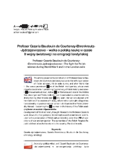 Profesor Cezaria Baudouin de Courtenay- Ehrenkreutz --Jędrzejewiczowa &ndash; walka o polską naukę w czasie II wojny światowej i na emigracji londyńskiej