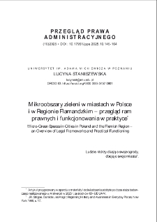Mikroobszary zieleni w miastach w Polsce i w Regionie Flamandzkim &ndash; przegląd ram prawnych i funkcjonowania w praktyce