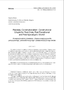 Planetary constitutionalism: constitutional utopia for post-crisis, post-transitional and post-apocalyptic world