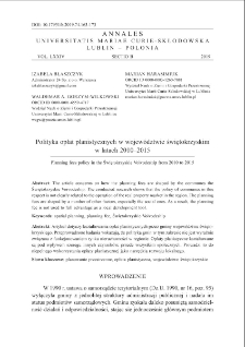 Polityka opłat planistycznych w wojew&oacute;dztwie świętokrzyskimw latach 2010&ndash;2015