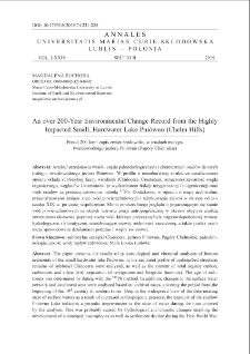 An over 200-Year Environmental Change Record from the Highly Impacted Small, Hardwater Lake Pni&oacute;wno (Chełm Hills)