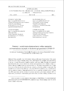 Postawy i oczekiwania interesariuszy wobec zamiar&oacute;w zr&oacute;wnoważenia turystyki w Krakowie po pandemii COVID-19