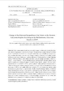 Change of the electoral sympathies of the voters in the western Ukrainian region according to the parliamentary elections results in 2019