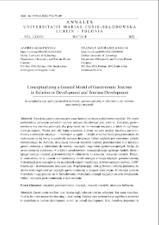 Conceptualizing a general model of gastronomic tourism in relation to development and tourism development