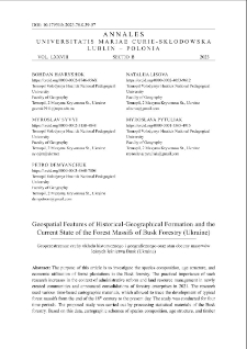 Geospatial features of historical-geographical formation and the current state of the forest massifs of Busk forestry (Ukraine)