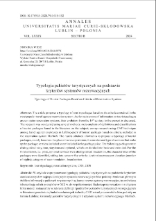 Typologia pakiet&oacute;w turystycznych na podstawie kryteri&oacute;w system&oacute;w rezerwacyjnych