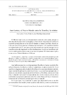 Juan Larrea y el Nuevo Mundo: entre la filosof&iacute;a y la m&iacute;stica