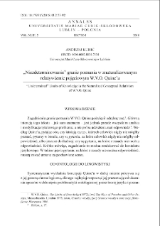 &bdquo;Niezdeterminowanie&rdquo; granic poznania w znaturalizowanym relatywizmie pojęciowym W.V.O. Quine&rsquo;a