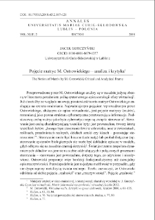 Pojęcie matryc M. Ostrowickiego &ndash; analiza i krytyka