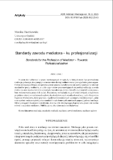 Standardy zawodu mediatora &ndash; ku profesjonalizacji