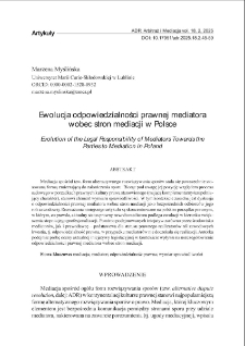 Ewolucja odpowiedzialności prawnej mediatora wobec stron mediacji w Polsce