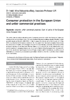 Consumer protection in the European Unionand unfair commercial practices