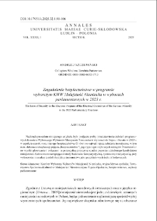 Zagadnienie bezpieczeństwa w programie wyborczym KWW Mniejszość Niemiecka w wyborach parlamentarnych w 2023 r.