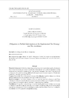 Obligation to publish information on the implemented tax strategy and tax avoidance