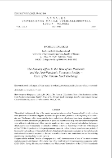 The January effect in the time of the pandemicand the post- pandemic economic reality &ndash; case of the Warsaw stock exchange
