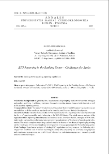 ESG reporting in the banking sector &ndash; challenges for banks