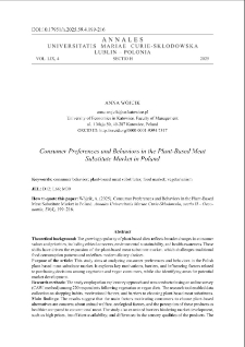 Consumer Preferences and behaviors in the plant - based meat substitute market in Poland