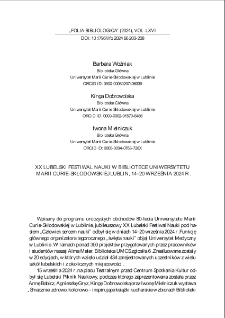XX Lubelski Festiwal Nauki w Bibliotece Uniwersytetu Marii Curie-Skłodowskiej, 14-20 września 2024 r.