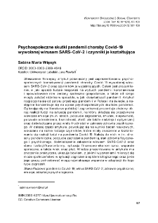 Psychospołeczne skutki pandemii choroby Covid-19 wywołanej wirusem SARS-CoV-2 i czynniki je kształtujące
