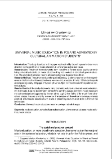 Universal music education in poland as viewed by cultural animation students