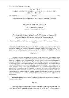 Psychologia zeznań dziecięcych. Wybrane wyznaczniki poprawności zbierania materiału dowodowego