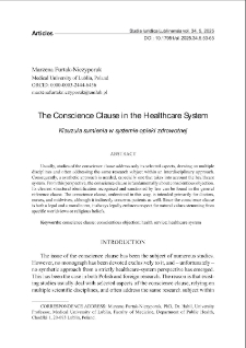 The conscience clause in the healthcare system