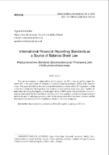 International financial reporting standards asa source of balance sheet law