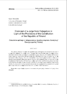 Dismissal of a judge from delegation in light of the provisions of the constitution of the Republic of Poland